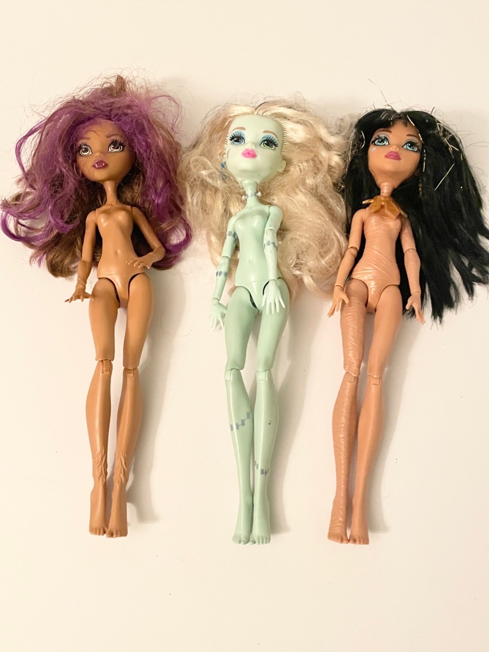 Lot of 3 Monster High Dolls Nude Replacement Bodies Clawdeen Frankie Stein Cleo